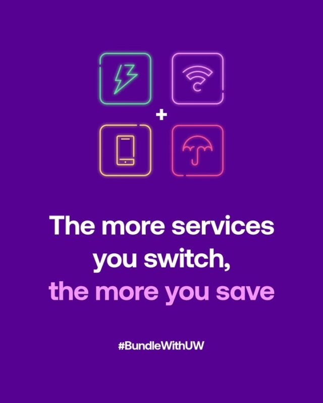 🌩🌐📱 ☂ Bundling with UW is a piece of cake 🍰
Choose the services you need and savour the simplicity of having all your home services in one place 🍒The cherry on top? The more services you bundle, the more dough you save 🤑
Ready to simplify your life/Ready to streamline your home services? Message me/DM me today to find out more. 
#BundleWithUW #TimeSaving #SimplifyYourLife